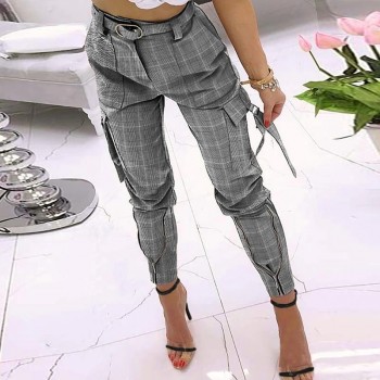Women Casual Solid Cargo Pants 2021 Spring Summer High Waist Office Lady Long Pants Fashion Plus Size Zipper Trousers Streetwear
